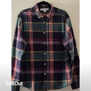 Old Navy Men's Plaid Built-In Flex Long Sleeve Shirt Size L